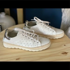 White leather studio flex tennis sneakers